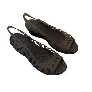 Crocs Adrina III Slip On Wedge Shoes Size 8 Womens Dark  Khaki Waterproof